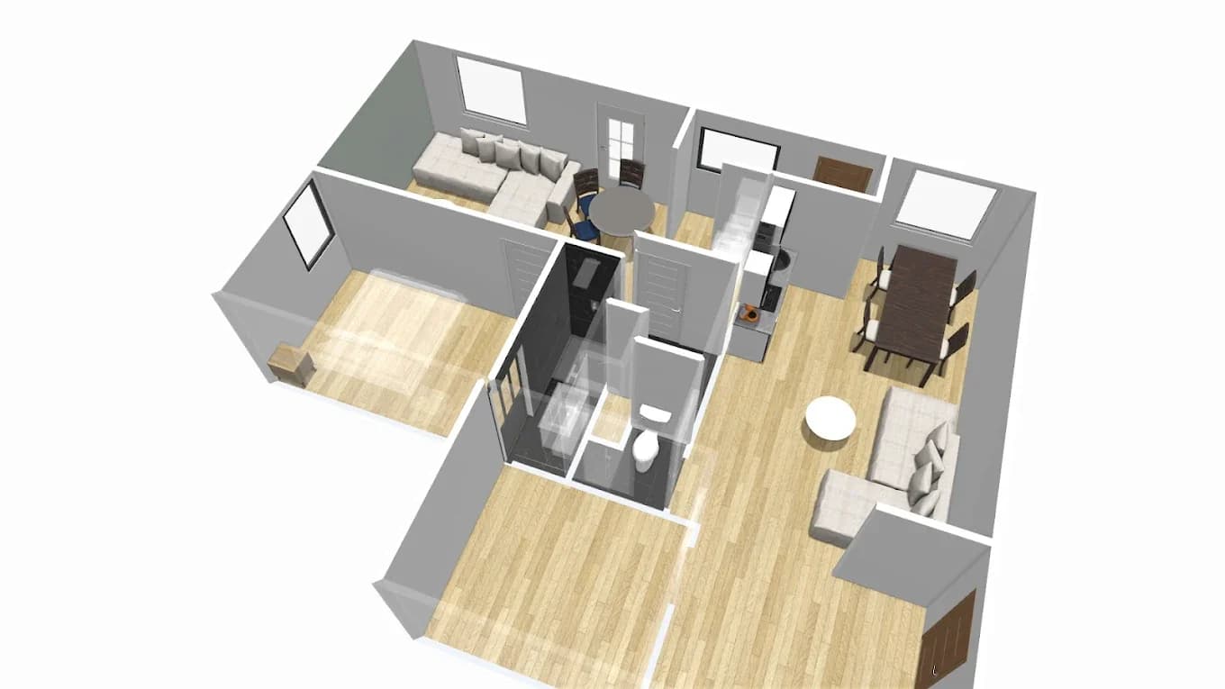 Plan 3D d'appartement — conception avant travaux